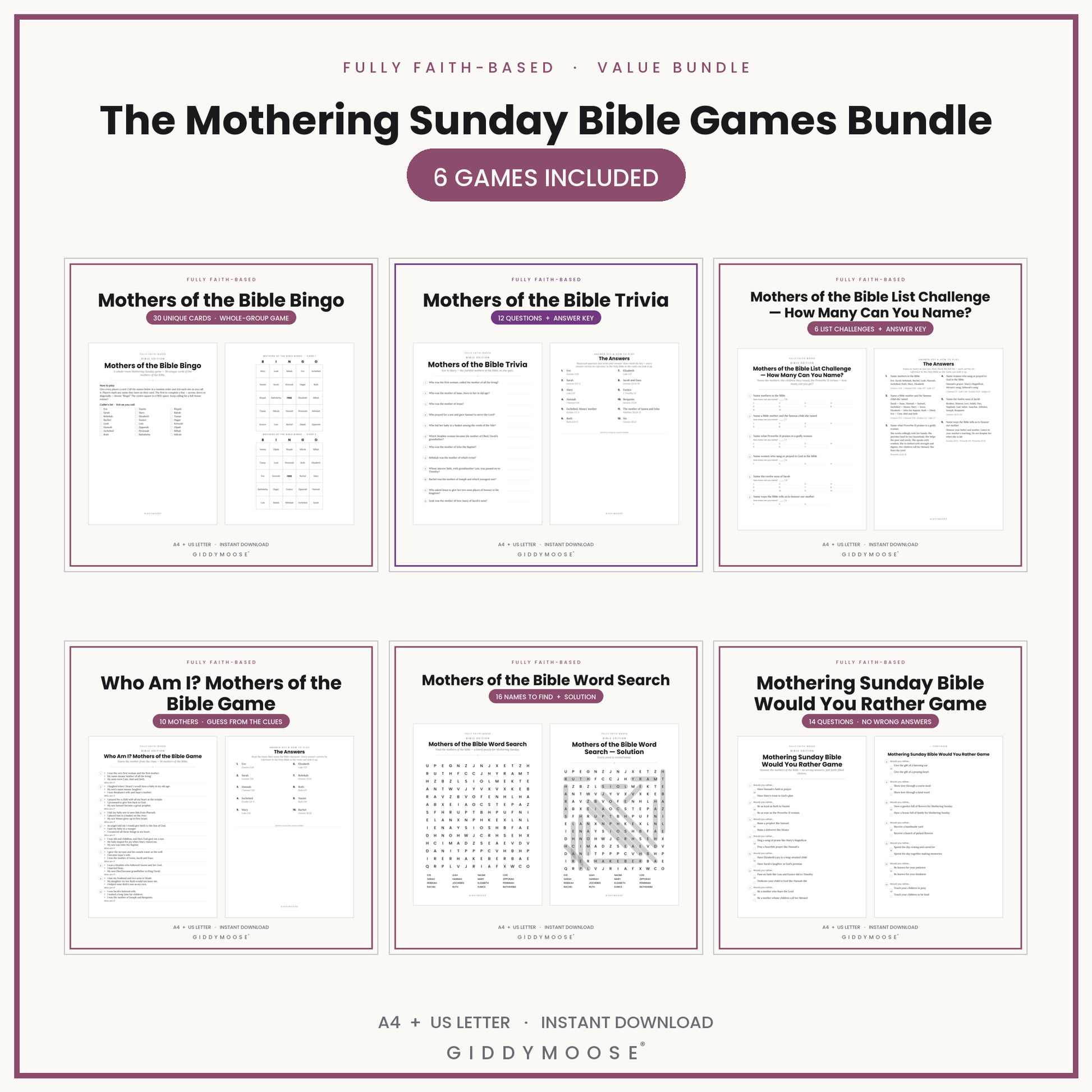 The Mothering Sunday Bible Games Bundle