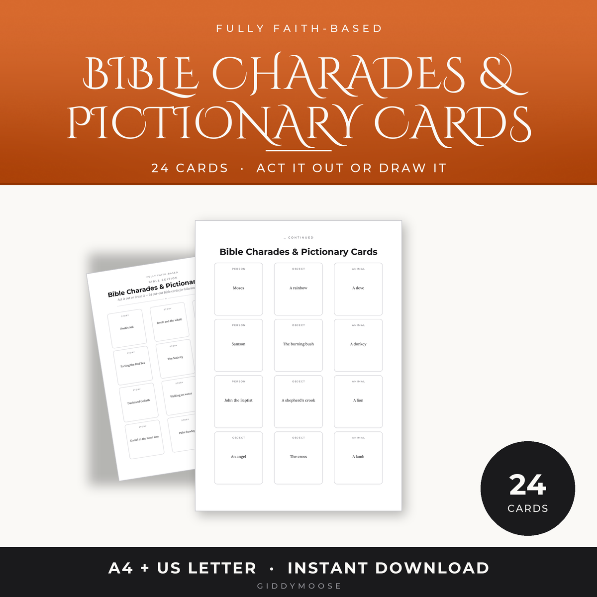 Bible Charades and Pictionary Game Printable