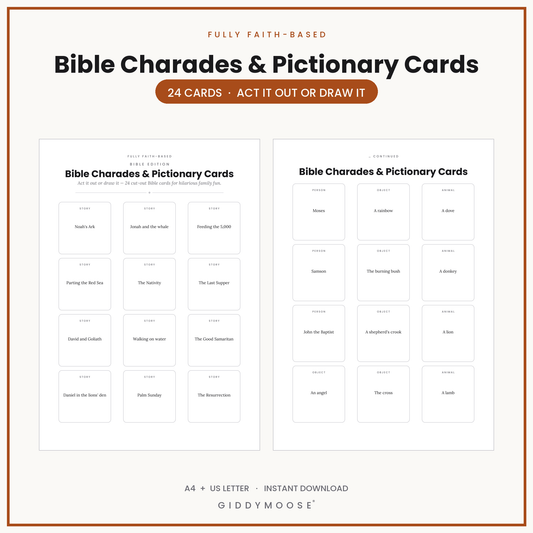 Bible Charades and Pictionary Game Printable