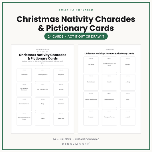 Christmas Nativity Charades and Pictionary Printable
