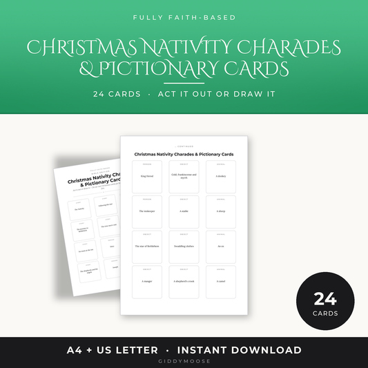 Christmas Nativity Charades and Pictionary Printable