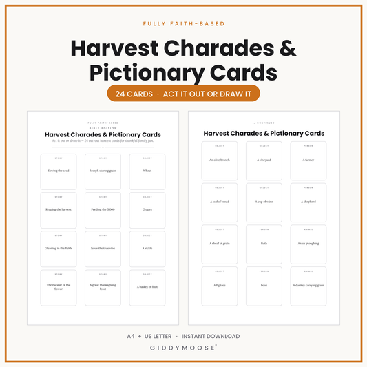Harvest Charades and Pictionary Printable