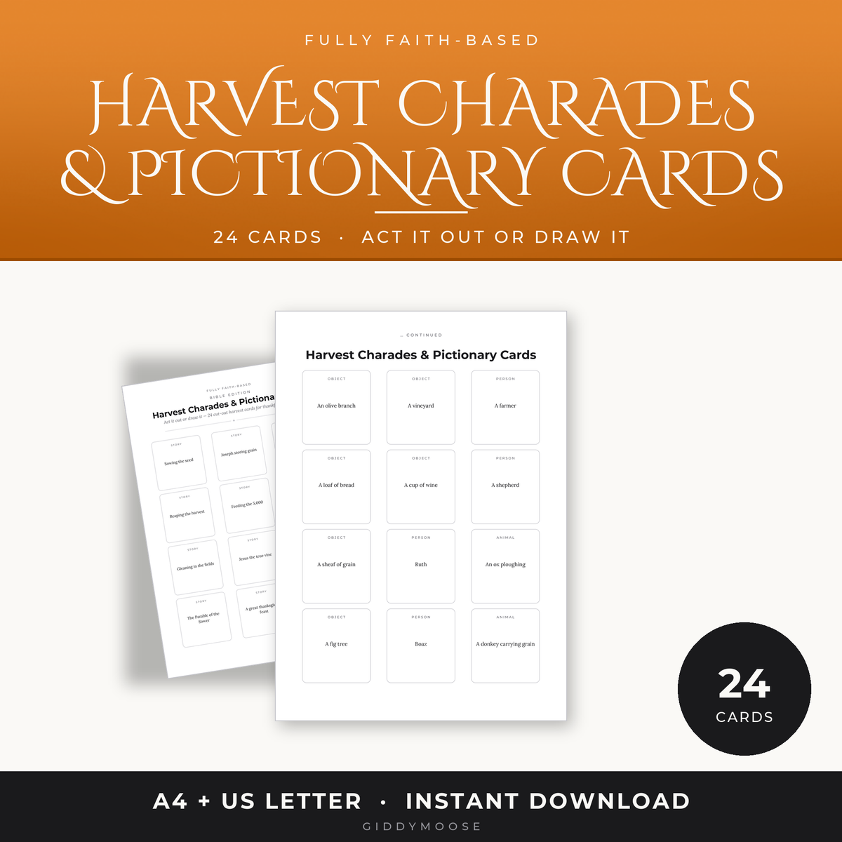 Harvest Charades and Pictionary Printable