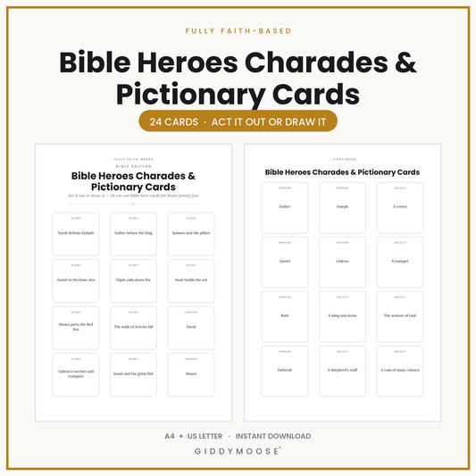 Bible Heroes Charades and Pictionary Printable
