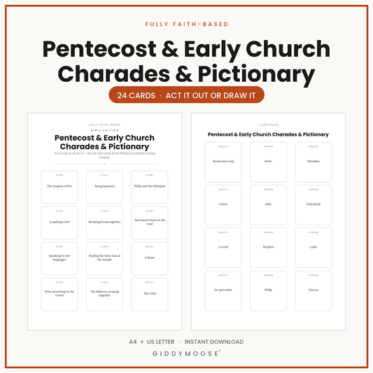 Pentecost Charades and Pictionary Printable