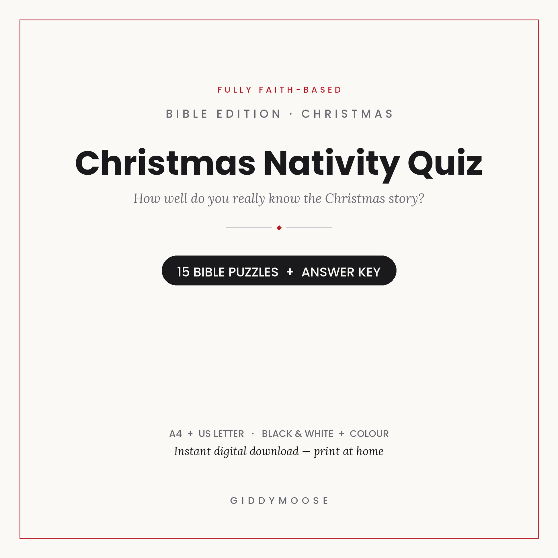 Christmas Nativity Quiz Printable