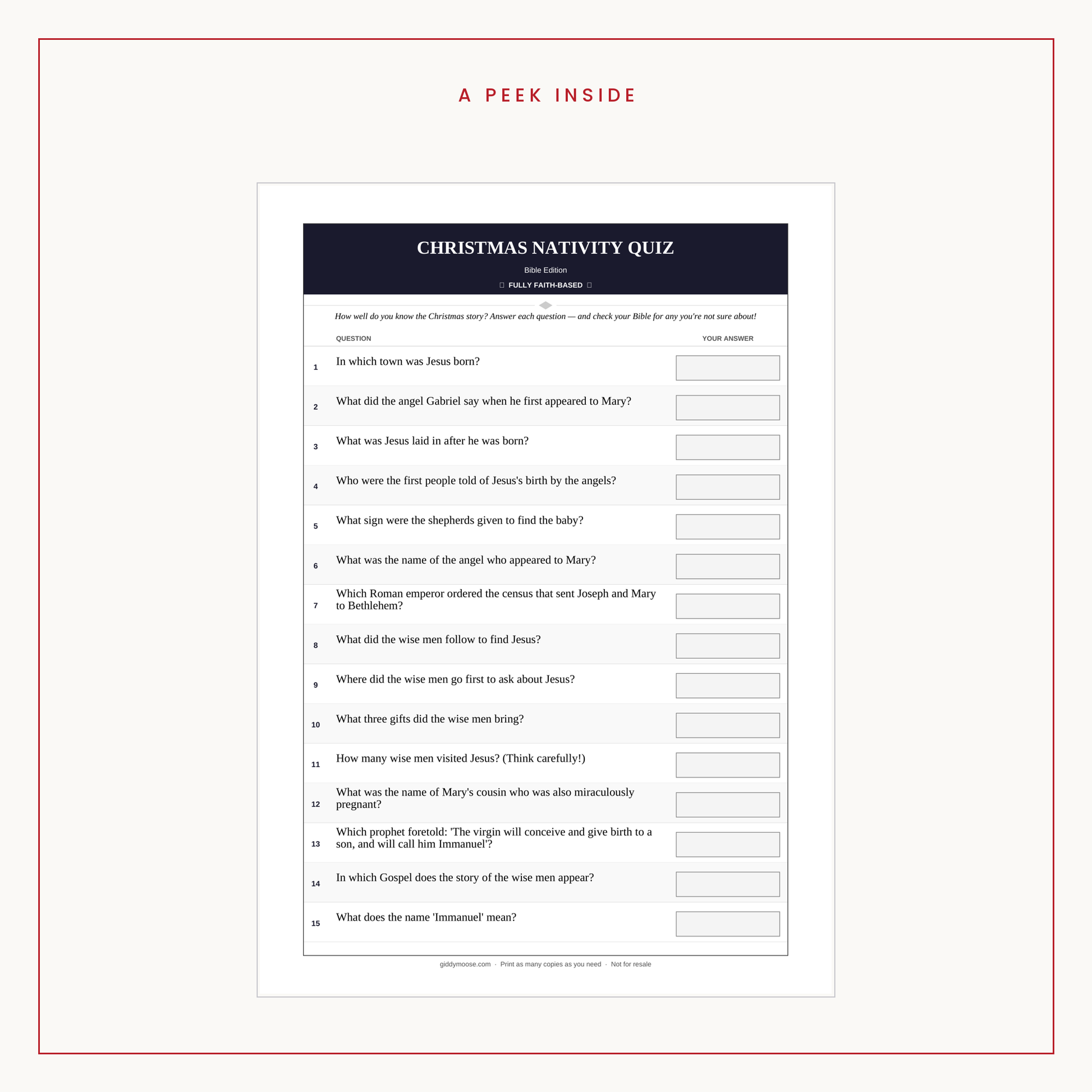 Christmas Nativity Quiz Printable — image 3