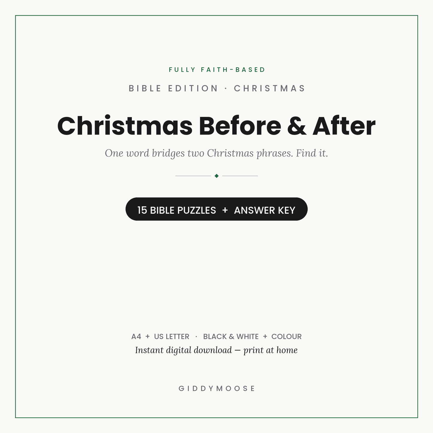 Christmas Before and After Word Game Printable