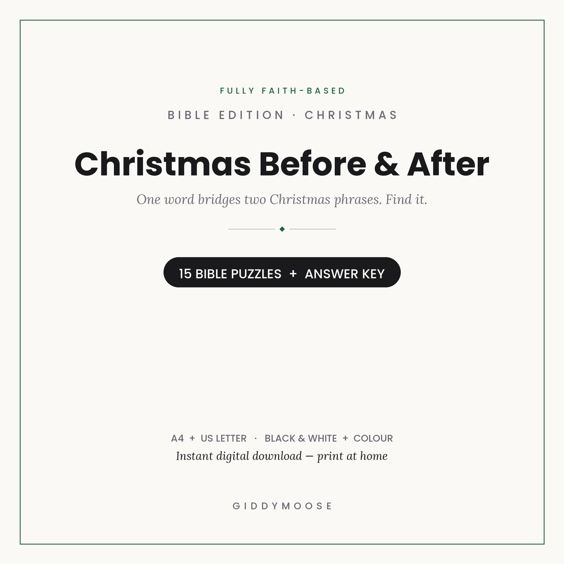 Christmas Before and After Word Game Printable