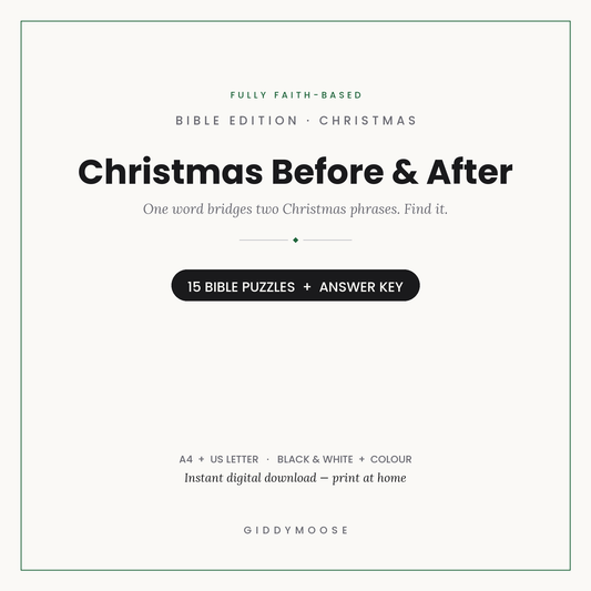 Christmas Before and After Word Game Printable