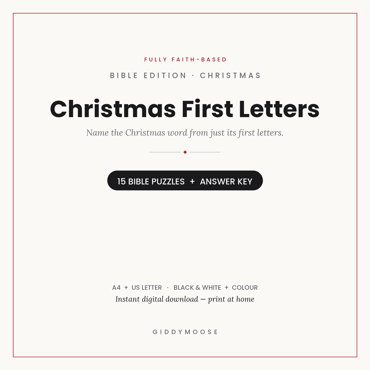 Christmas First Letters Bible Game Printable
