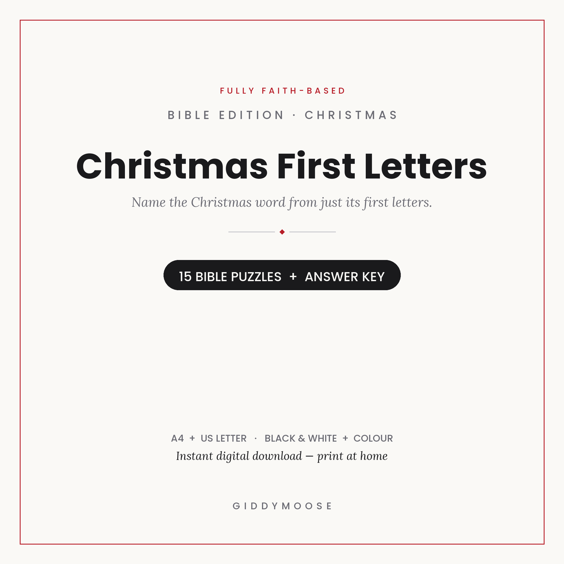 Christmas First Letters Bible Game Printable