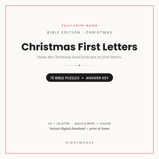 Christmas First Letters Bible Game Printable