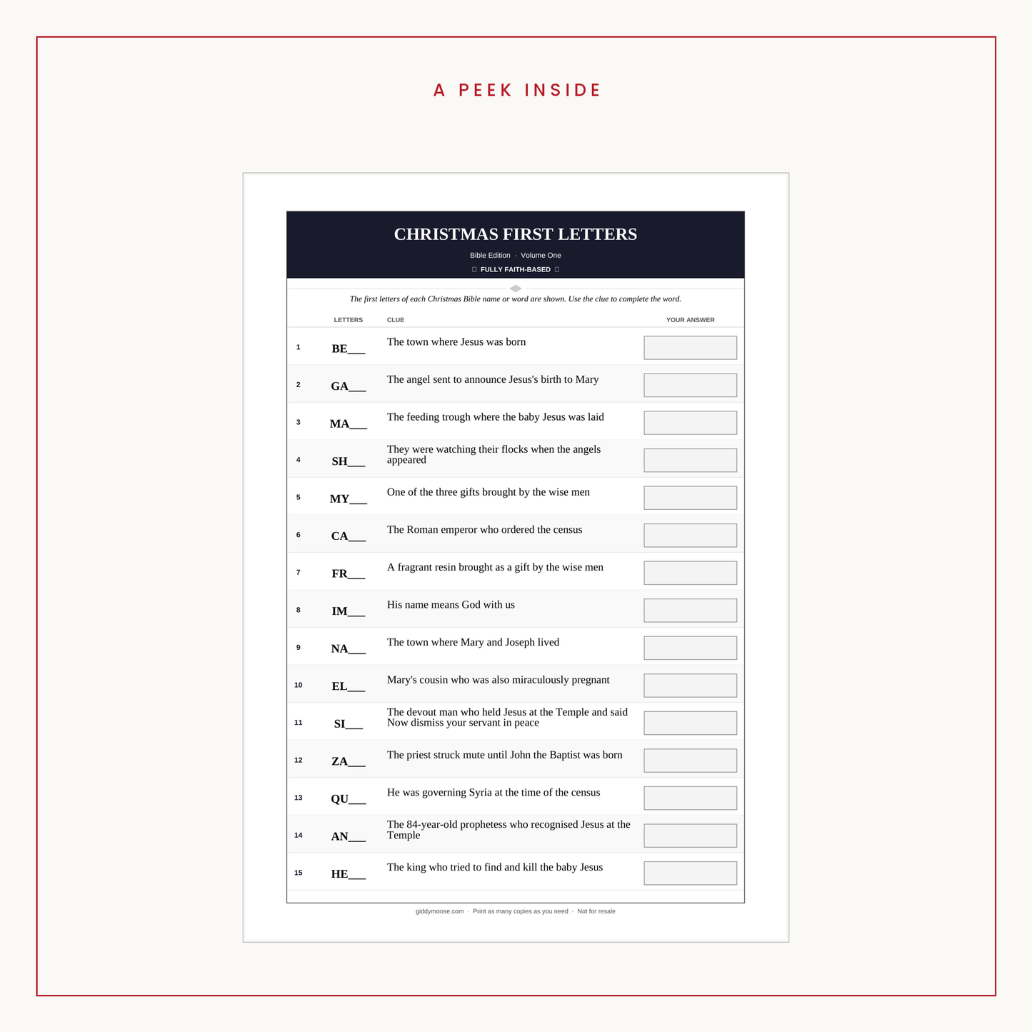 Christmas First Letters Bible Game Printable — image 3