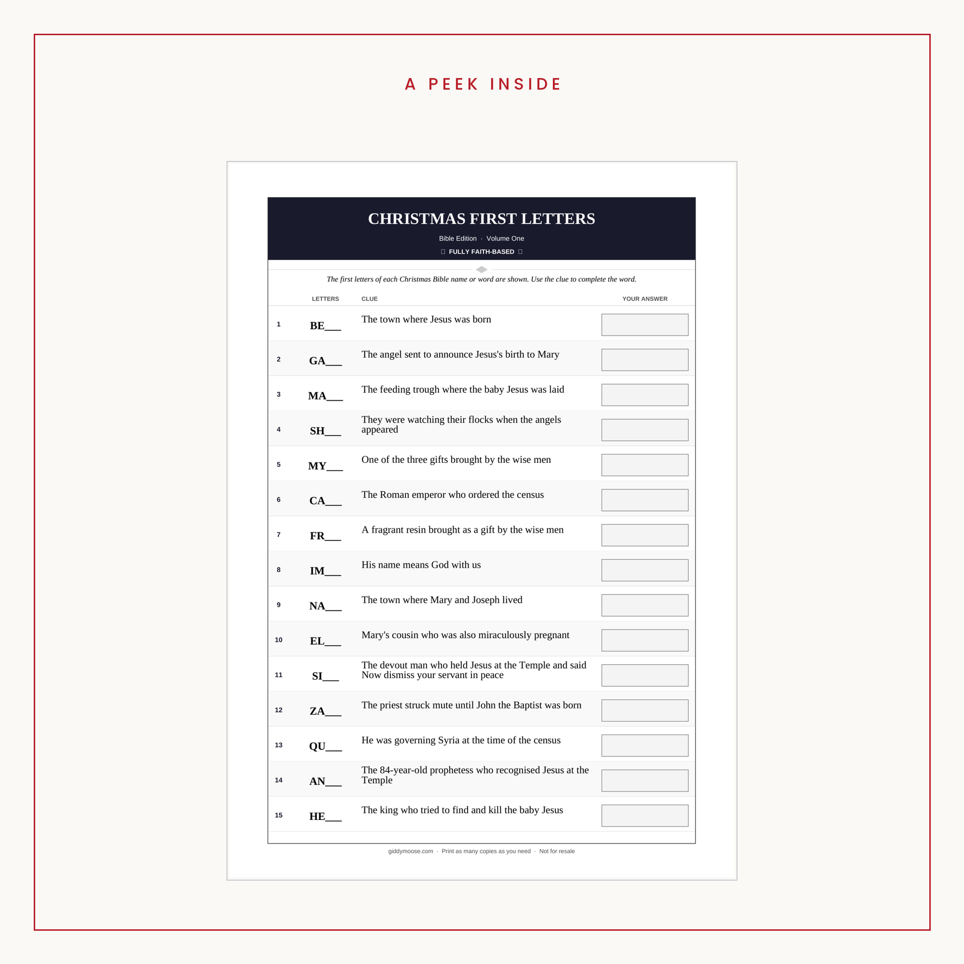 Christmas First Letters Bible Game Printable — image 3