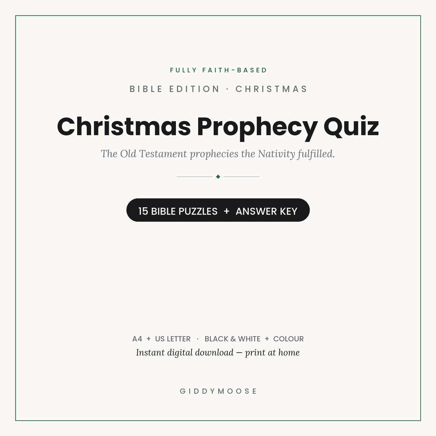 Christmas Prophecy Quiz Printable
