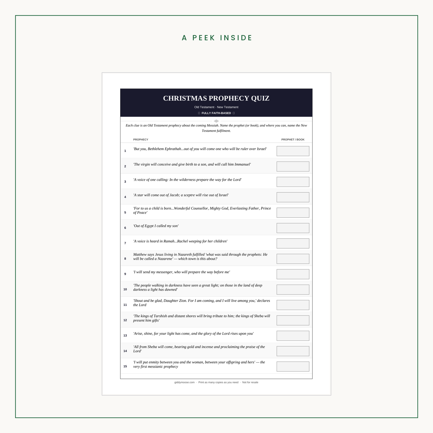 Christmas Prophecy Quiz Printable — image 3