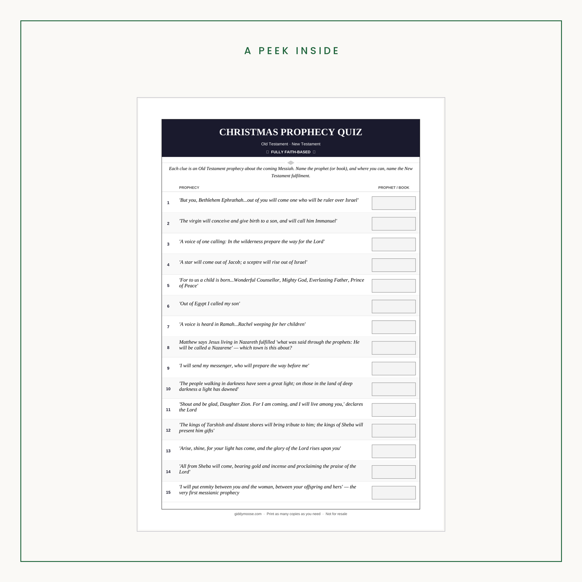 Christmas Prophecy Quiz Printable — image 3