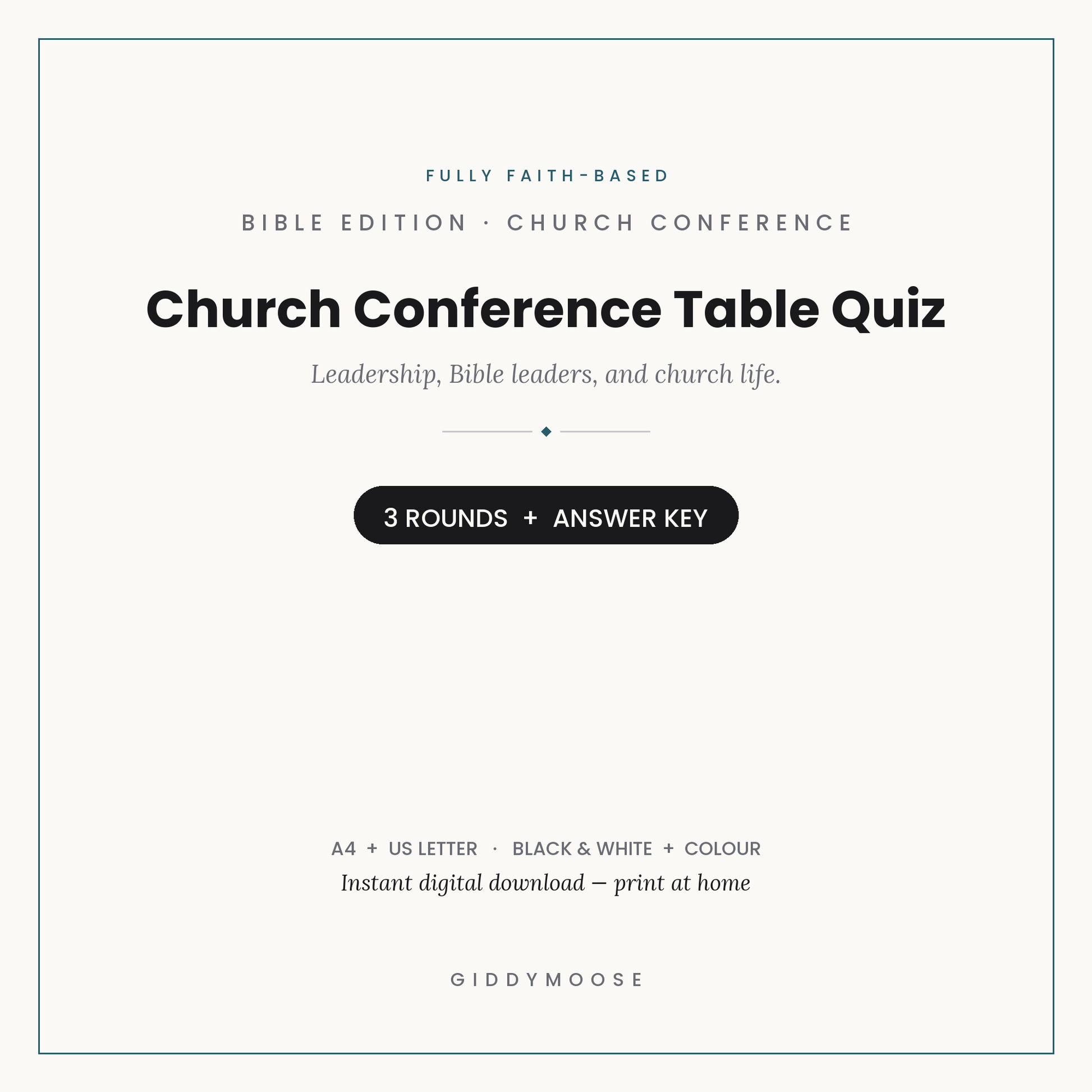 Church Leadership Bible Quiz Printable