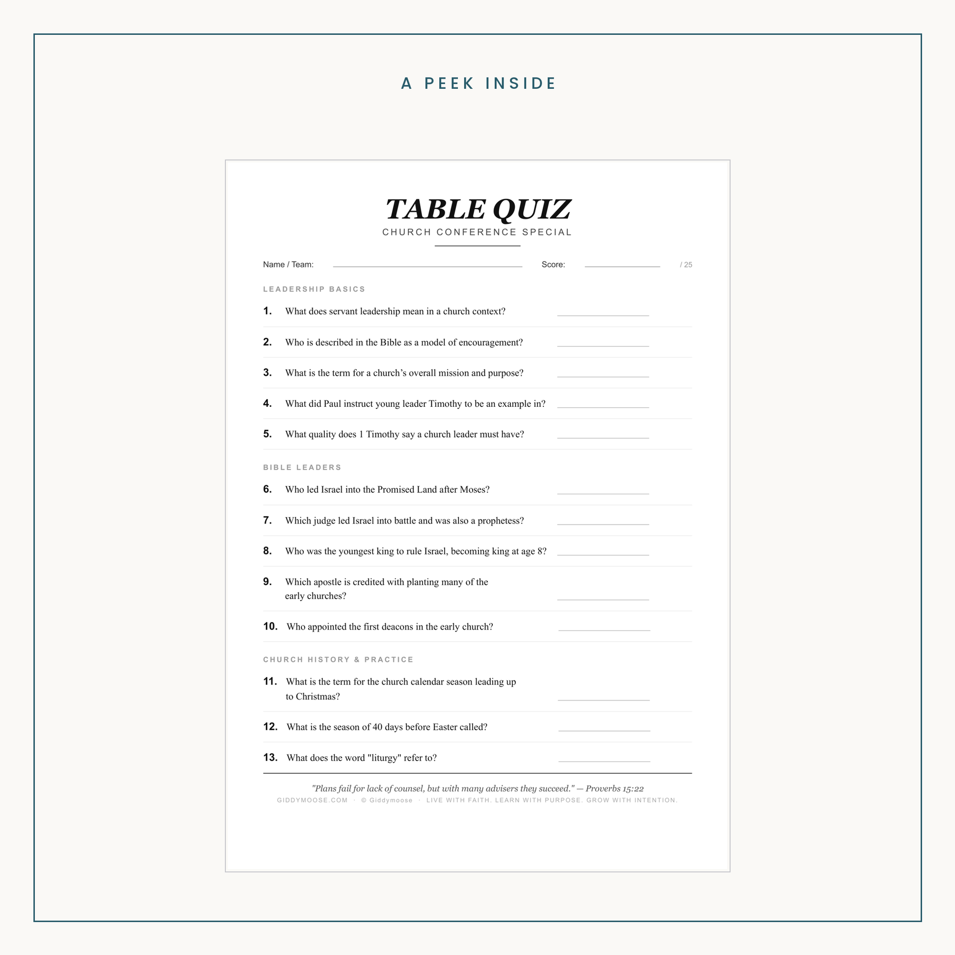 Church Leadership Bible Quiz Printable — image 3