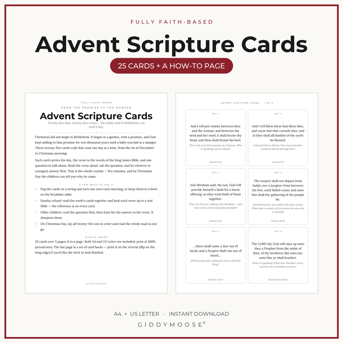 Advent Scripture Cards Printable