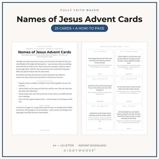 Names of Jesus Advent Cards Printable
