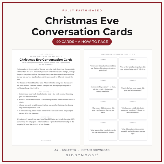 Christmas Eve Conversation Cards Printable