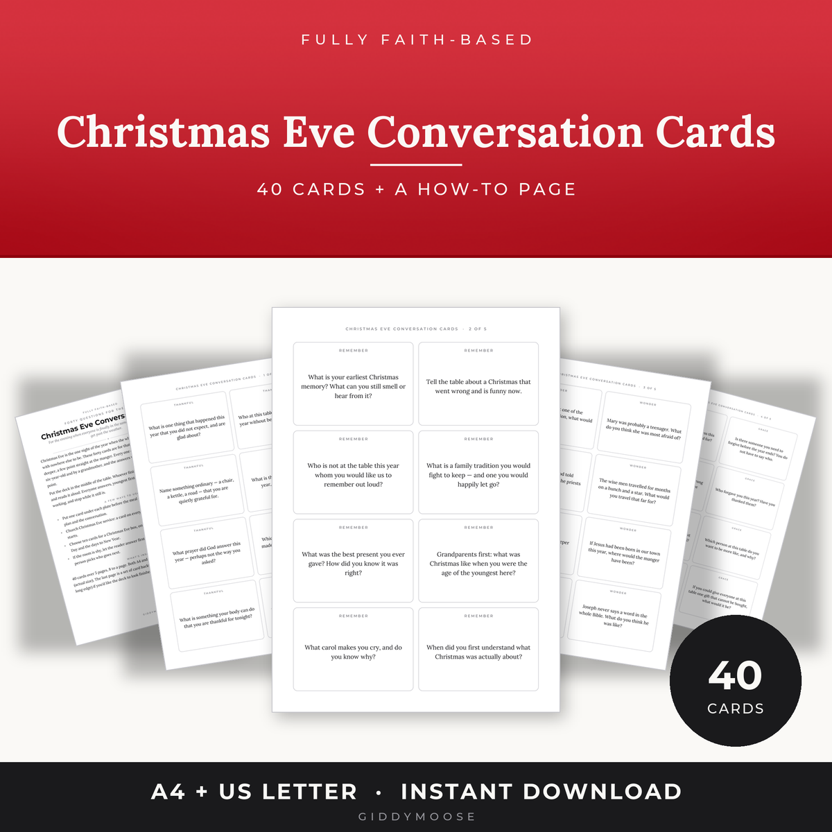 Christmas Eve Conversation Cards Printable