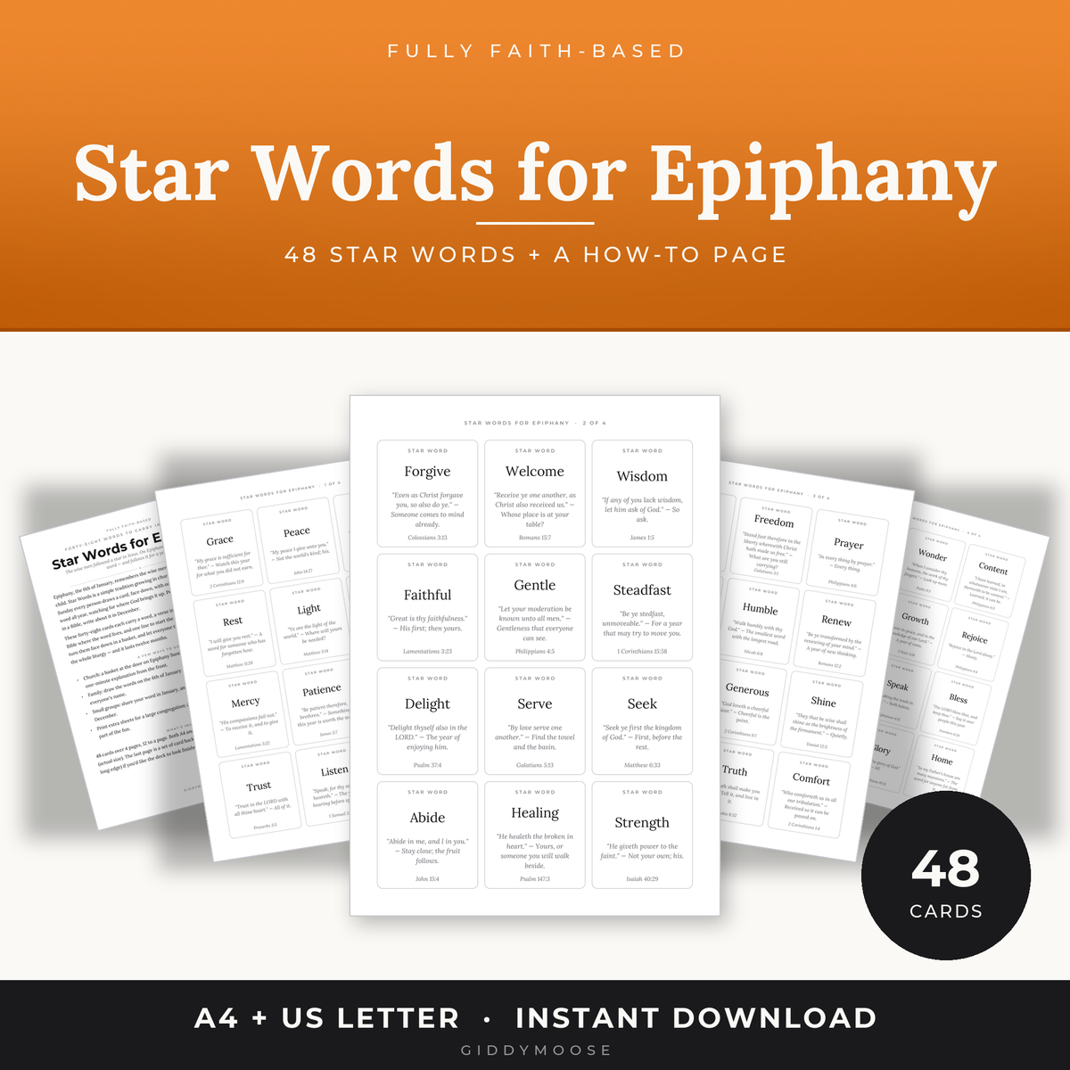 Star Words Epiphany Printable