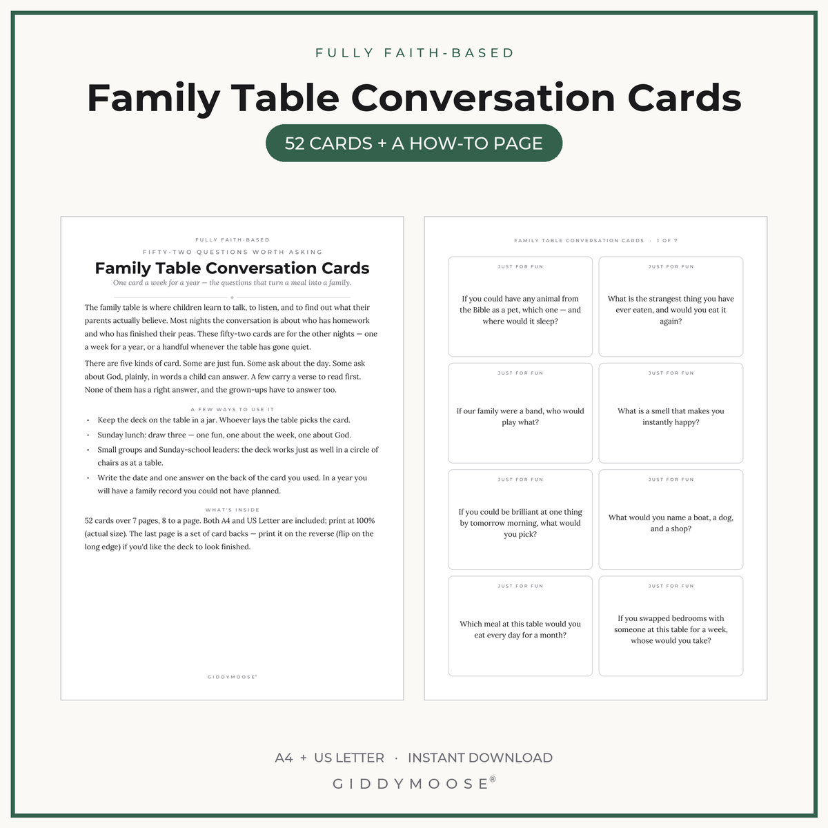 Family Conversation Cards Printable