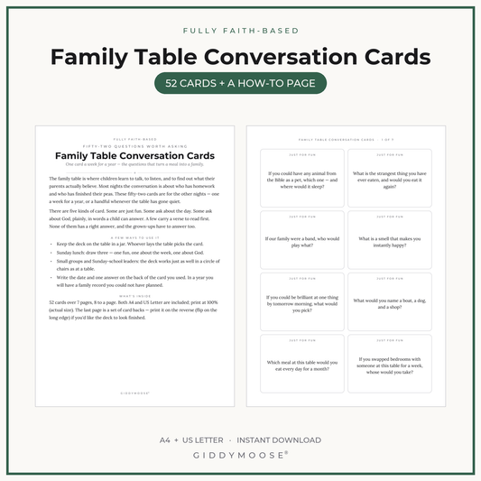 Family Conversation Cards Printable