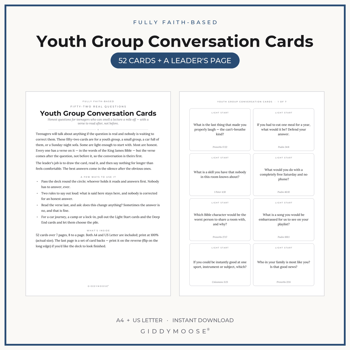 Youth Group Conversation Cards Printable