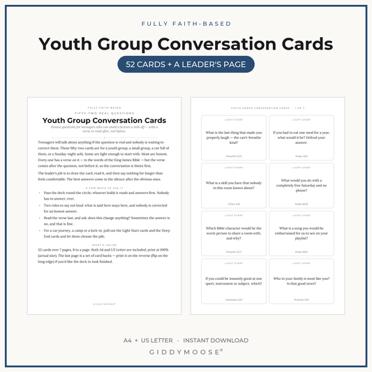 Youth Group Conversation Cards Printable