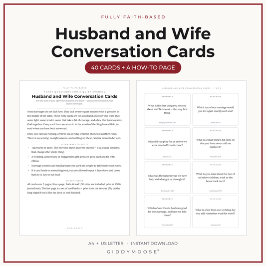 Husband and Wife Conversation Cards Printable