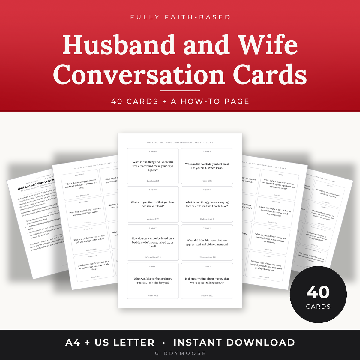 Husband and Wife Conversation Cards Printable