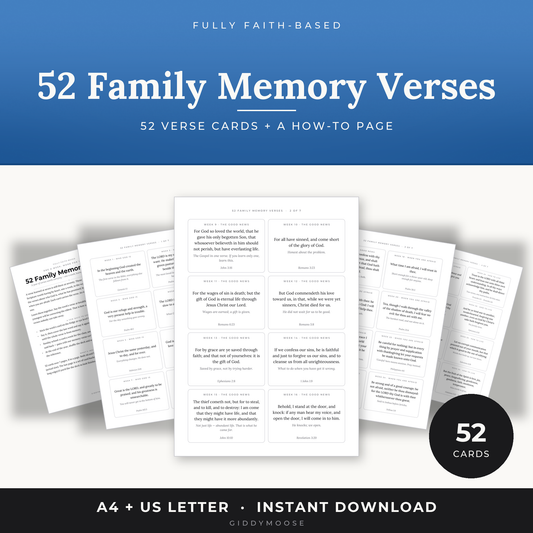 52 Memory Verse Cards Printable KJV