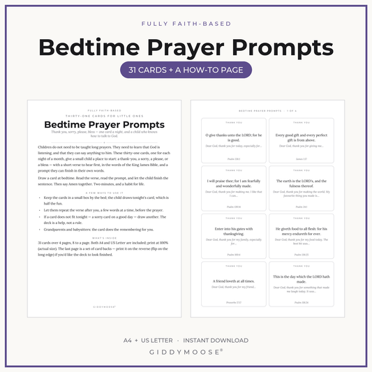 Bedtime Prayer Cards for Kids Printable