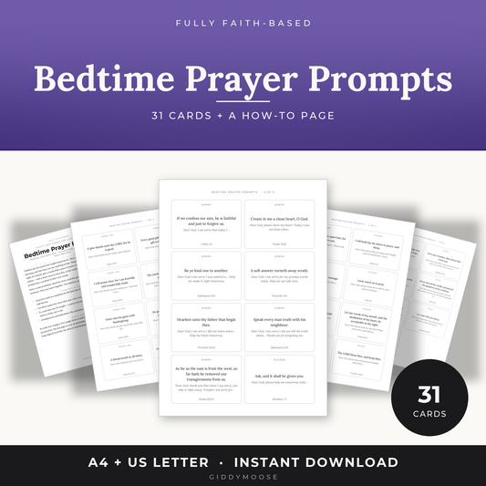Bedtime Prayer Cards for Kids Printable
