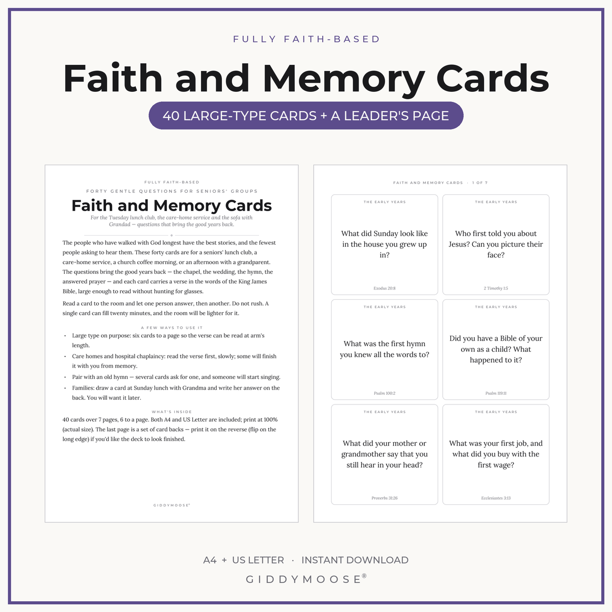 Seniors Group Conversation Cards Printable