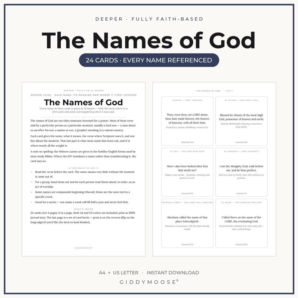 Names of God Cards Printable