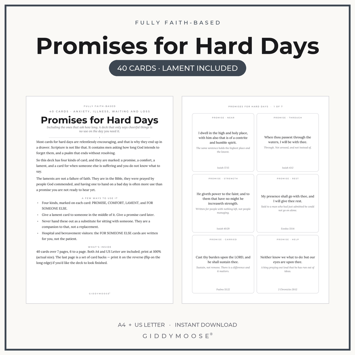 Promises for Hard Days Cards Printable