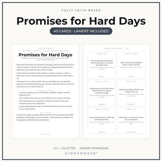 Promises for Hard Days Cards Printable