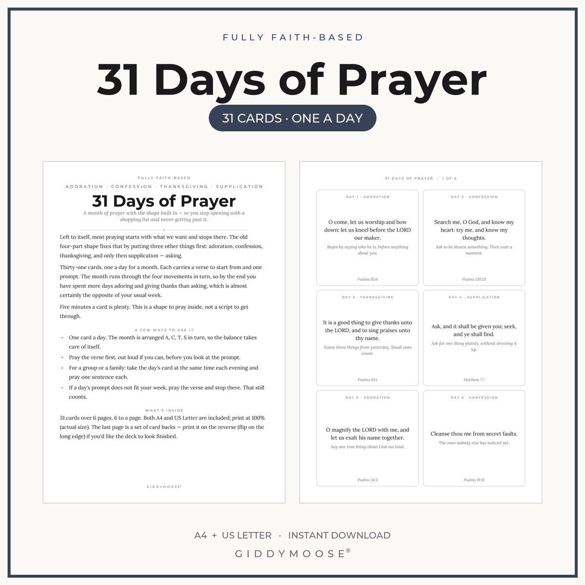 31 Days of Prayer Cards Printable