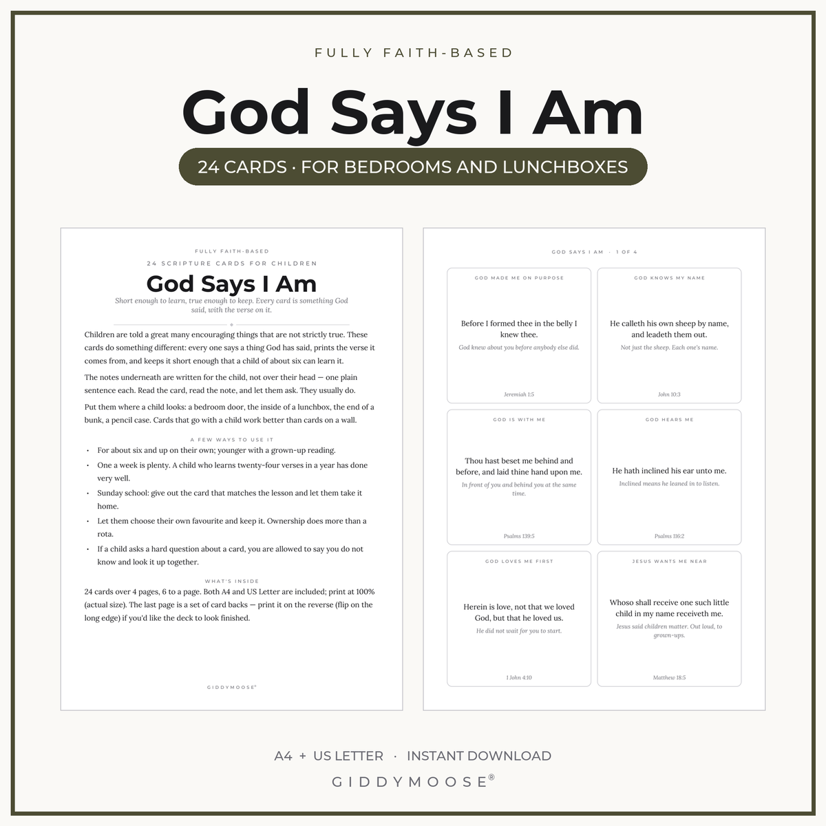 Bible Verse Cards for Kids Printable