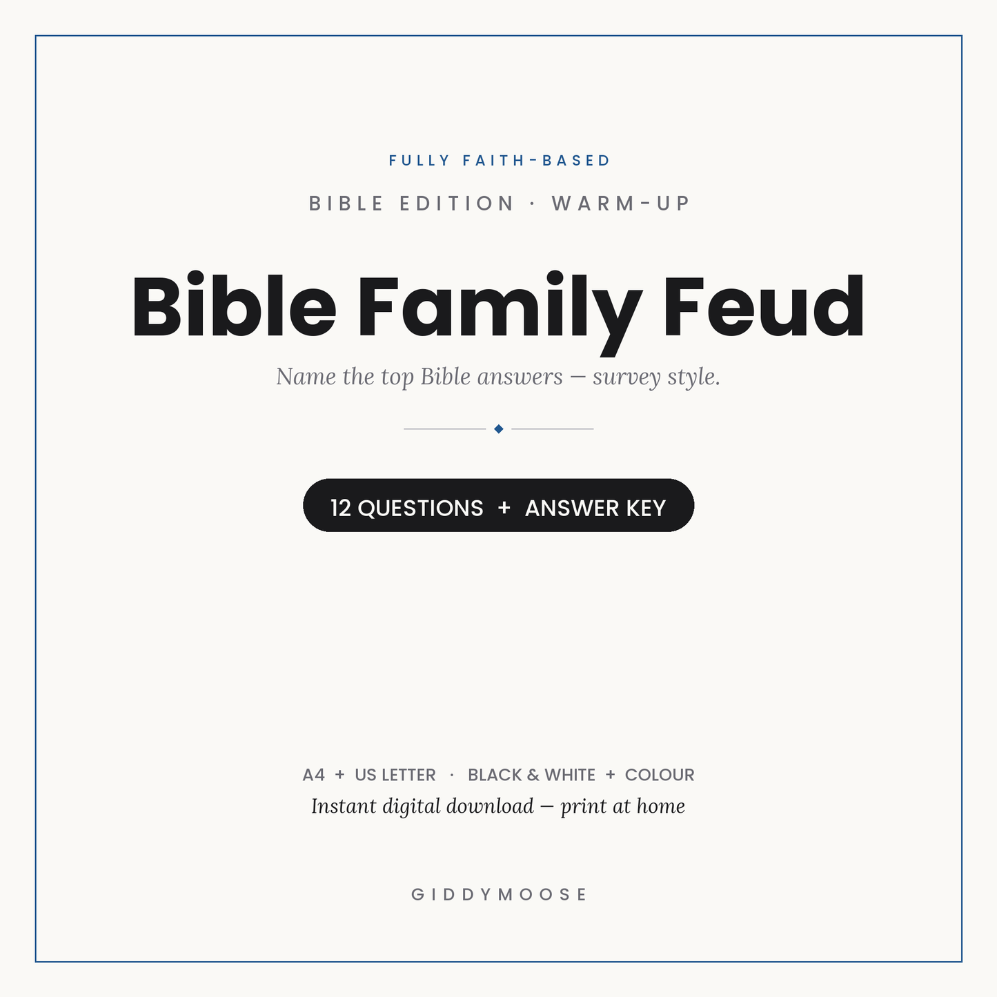 Bible Family Feud Game Printable