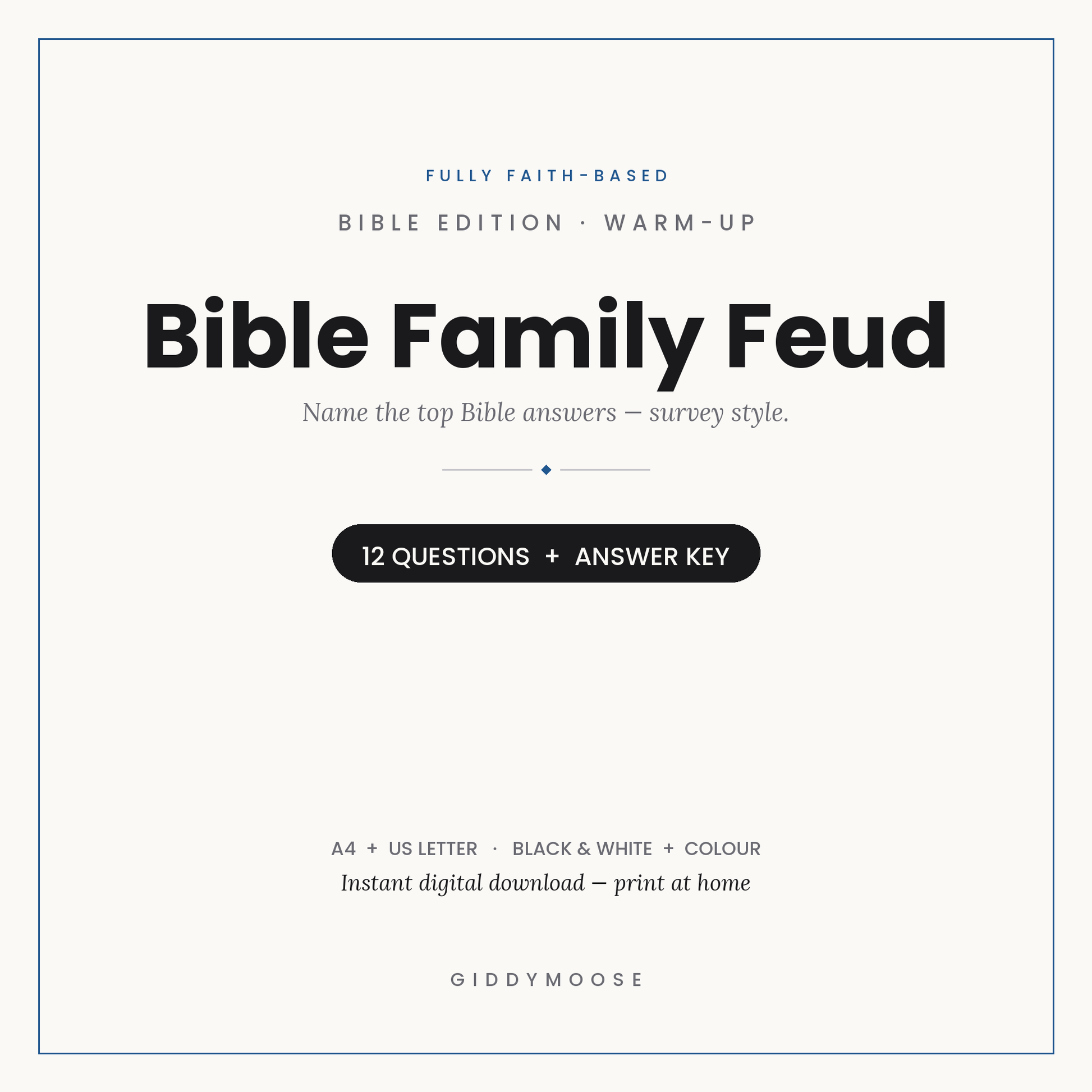 Bible Family Feud Game Printable