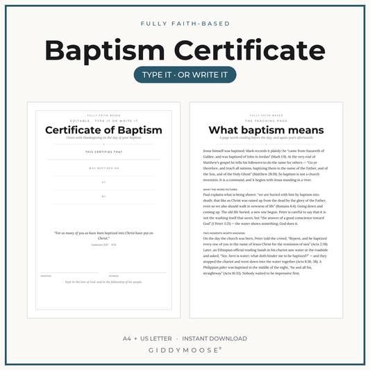 Editable Baptism Certificate Printable