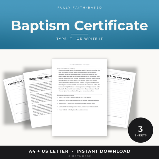 Editable Baptism Certificate Printable