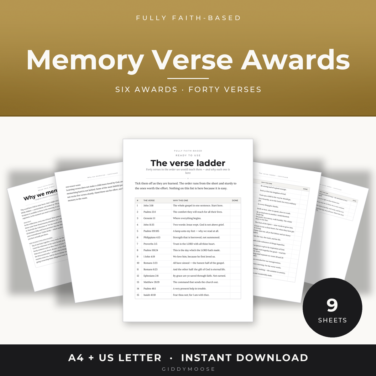 Editable Memory Verse Award Certificates Printable