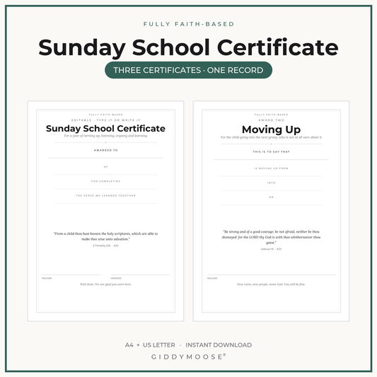 Editable Sunday School Certificate Printable